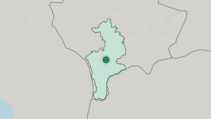 Map of Prizren in Kosovo