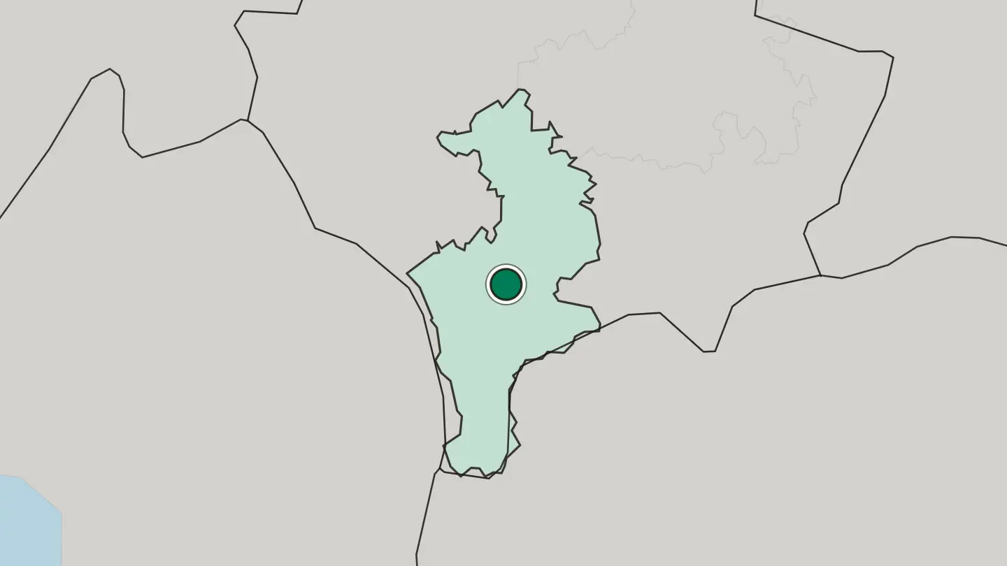 Map of Prizren in Kosovo