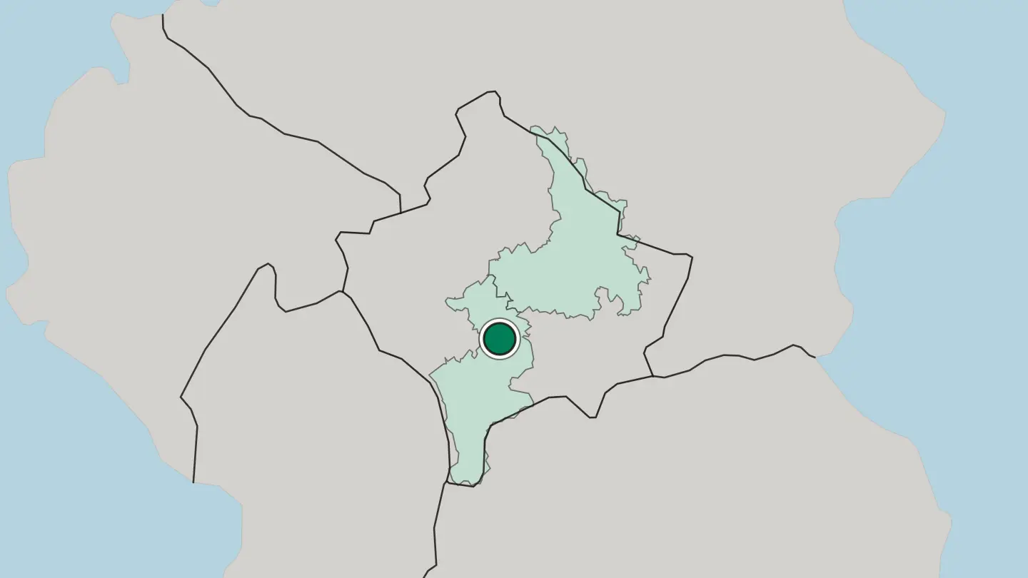 Map of Suva Reka in Kosovo