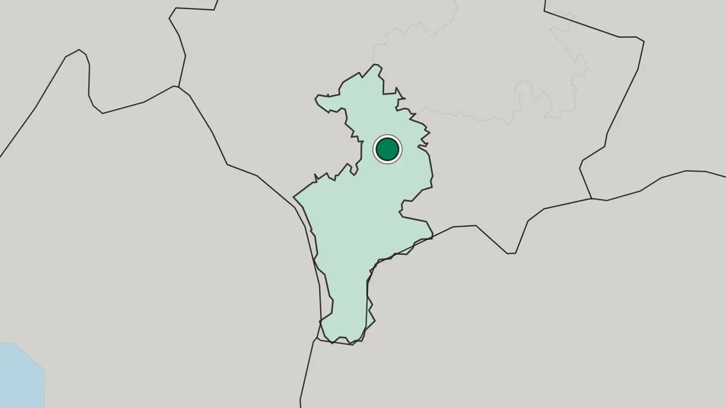 Map of Suva Reka in Kosovo