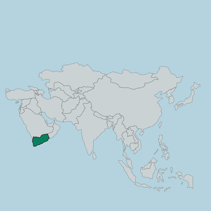 Map showing Yemen — In Asia