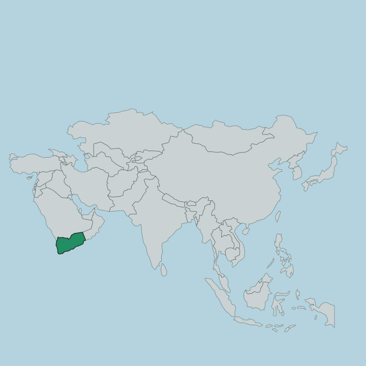 Map showing Yemen — In Asia