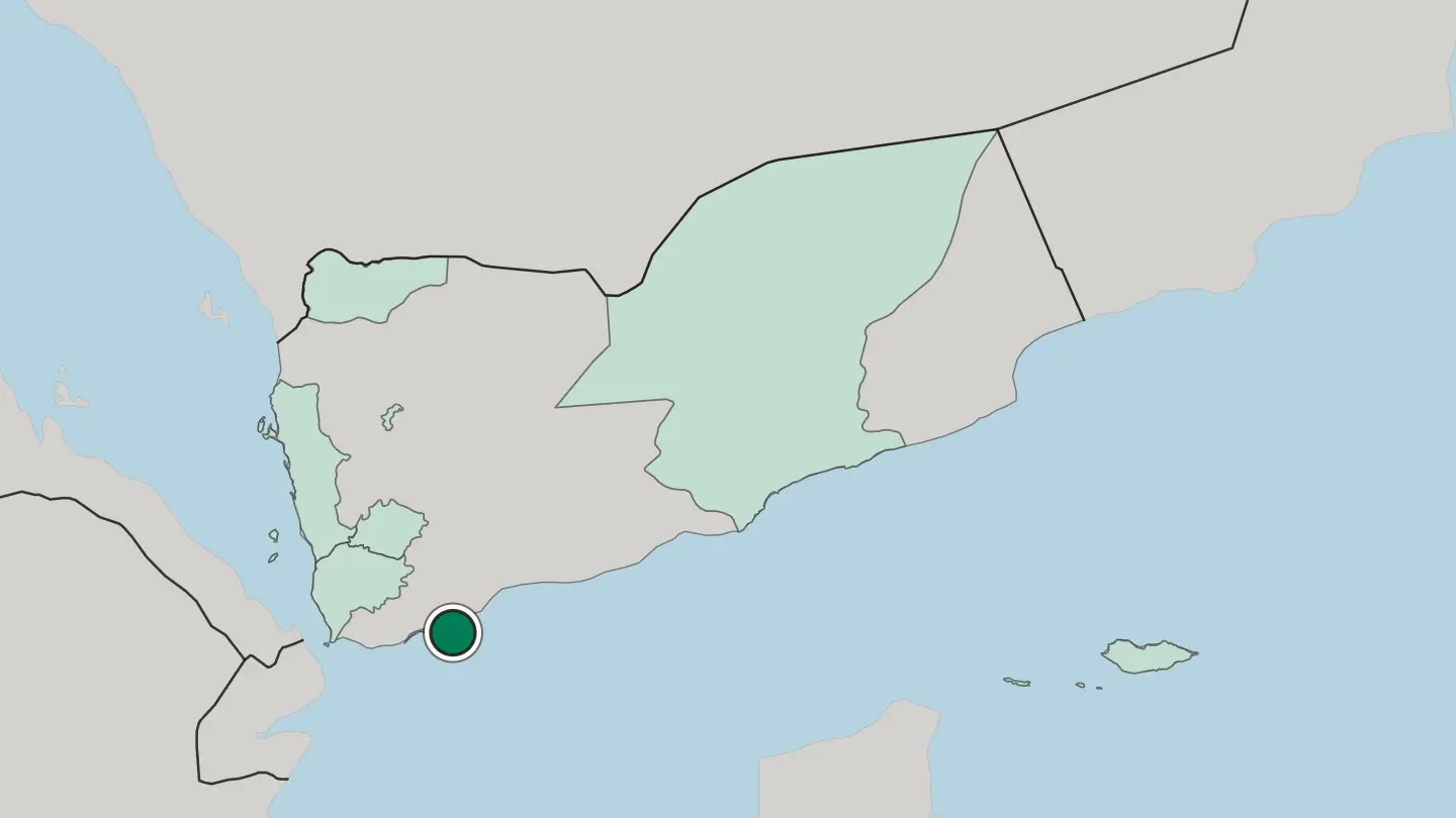 Map of Aden in Yemen