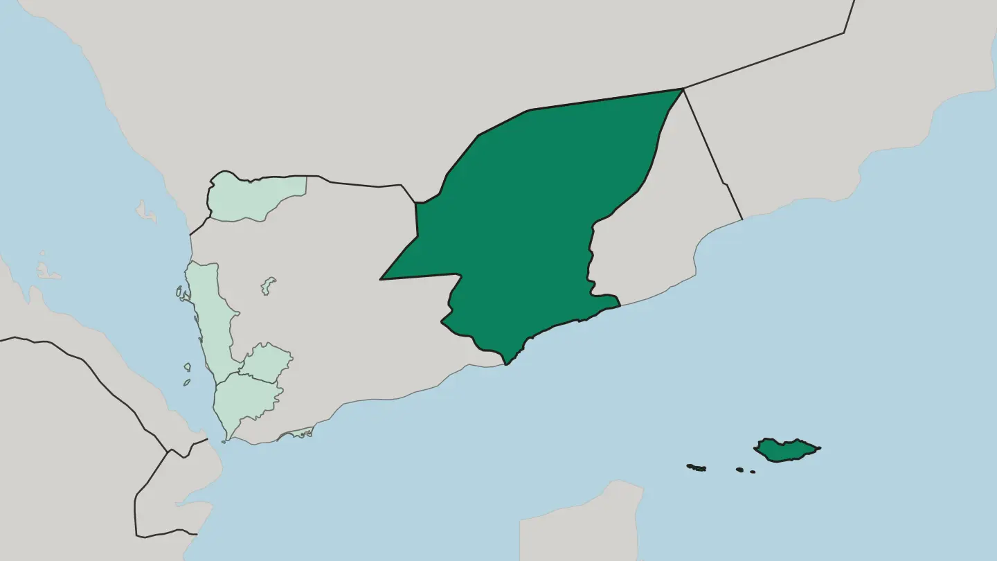 Map of Hadhramaut Governorate in Yemen