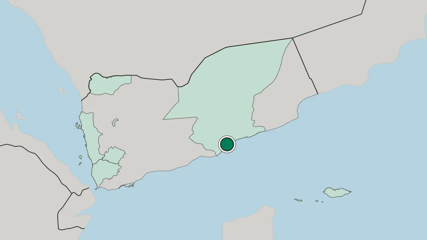 Map of Mukalla in Yemen