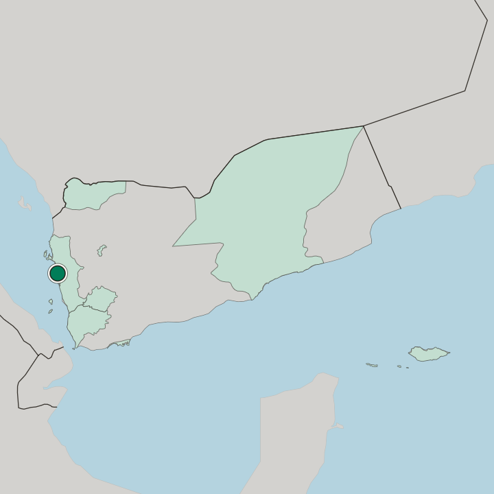 Map showing Al Ḩudaydah — In Yemen