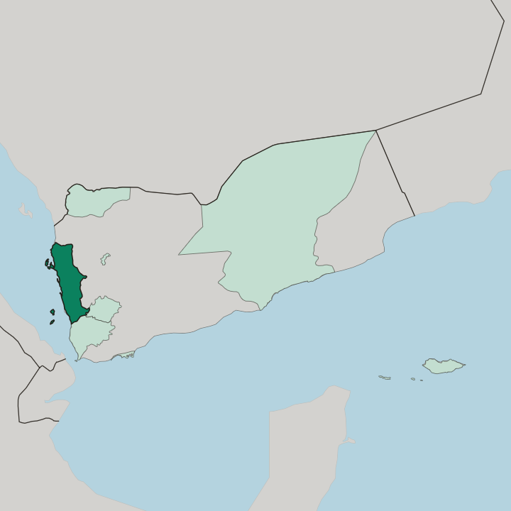 Map showing Muḩāfaz̧at al Ḩudaydah — In Yemen