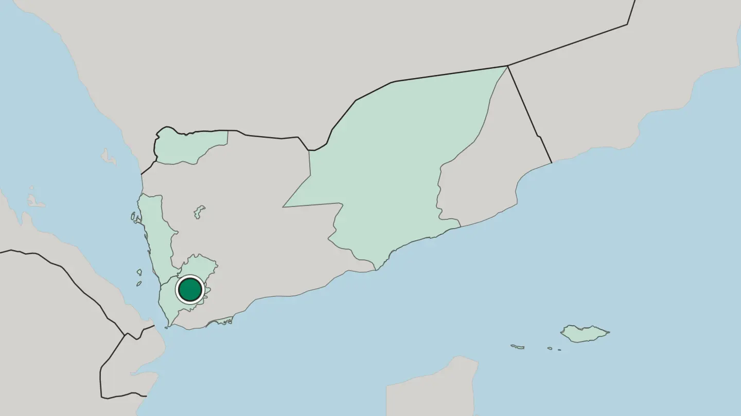 Map of Taiz in Yemen