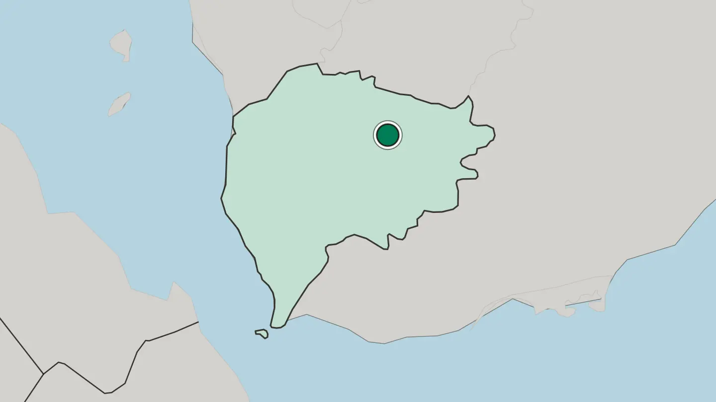 Map of Taiz in Yemen