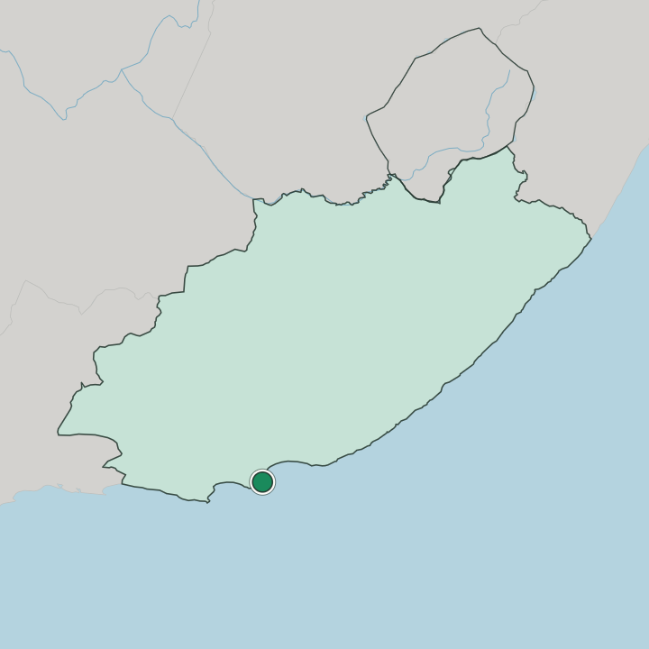 Map showing Gqeberha — In Eastern Cape