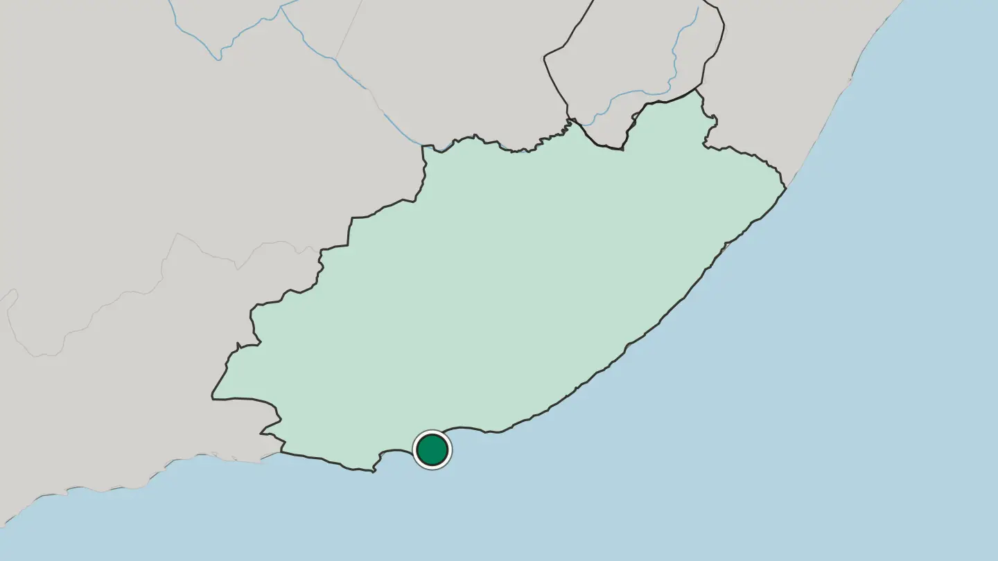 Map of Gqeberha in South Africa