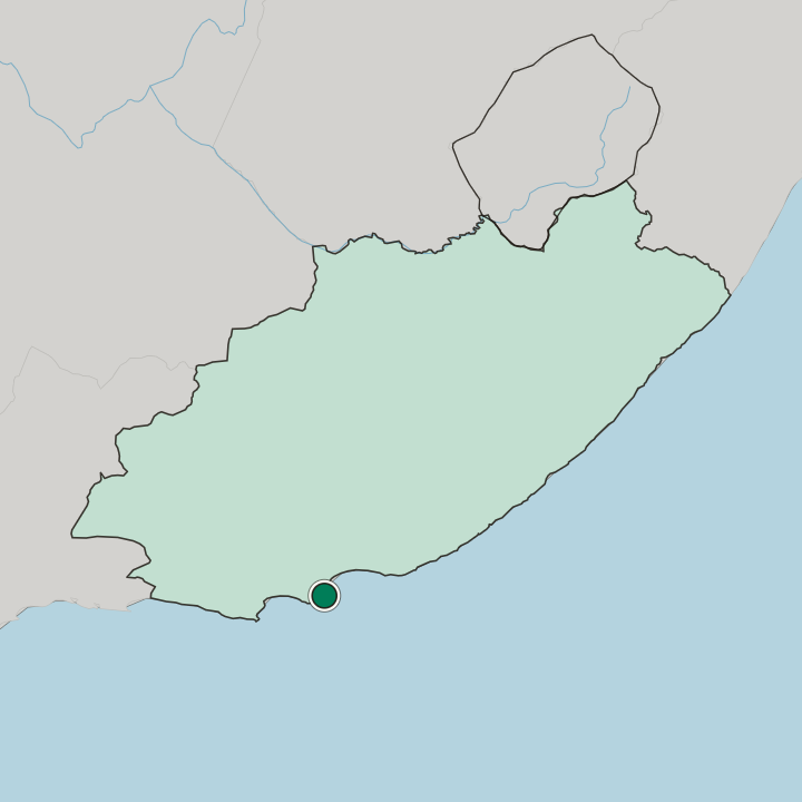 Map showing Gqeberha — In Eastern Cape