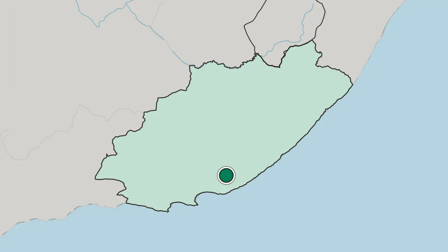 Map of Grahamstown in South Africa