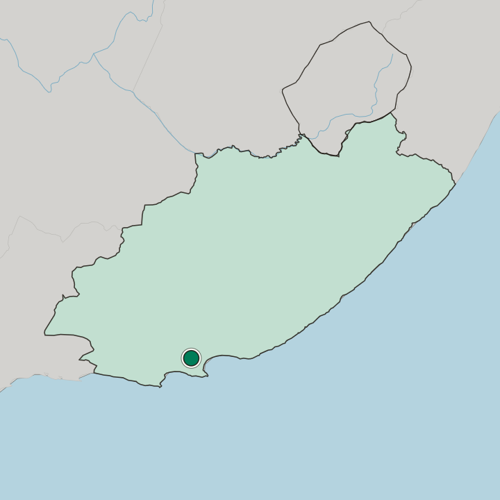 Map showing Kariega — In Eastern Cape
