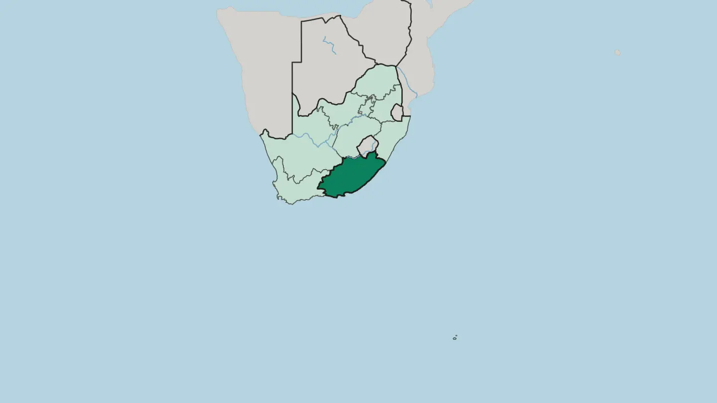 Map of Eastern Cape in South Africa