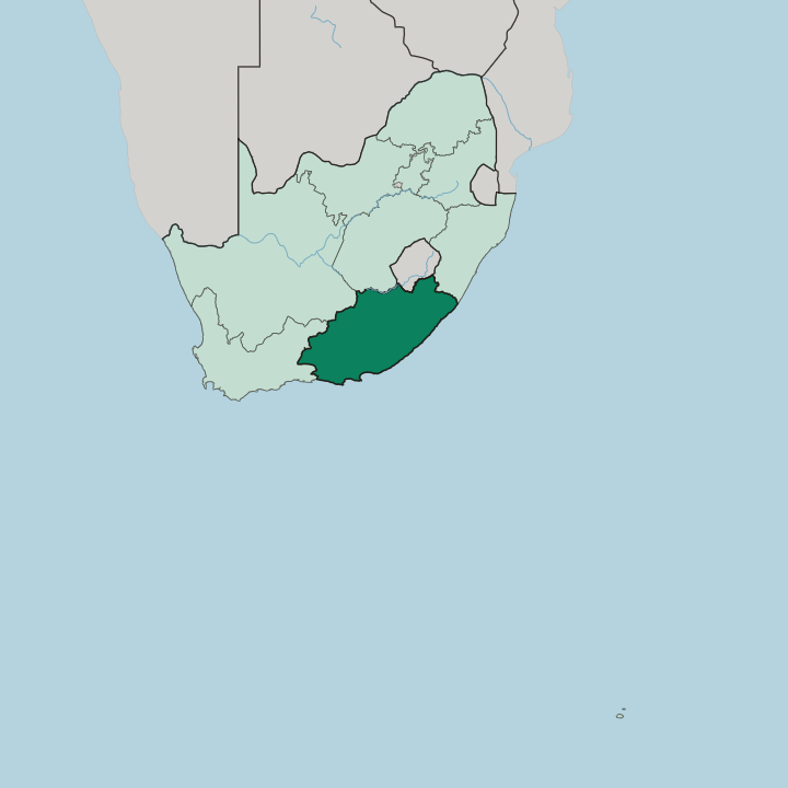 Map showing Eastern Cape — In South Africa