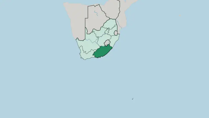 Map of Eastern Cape in South Africa