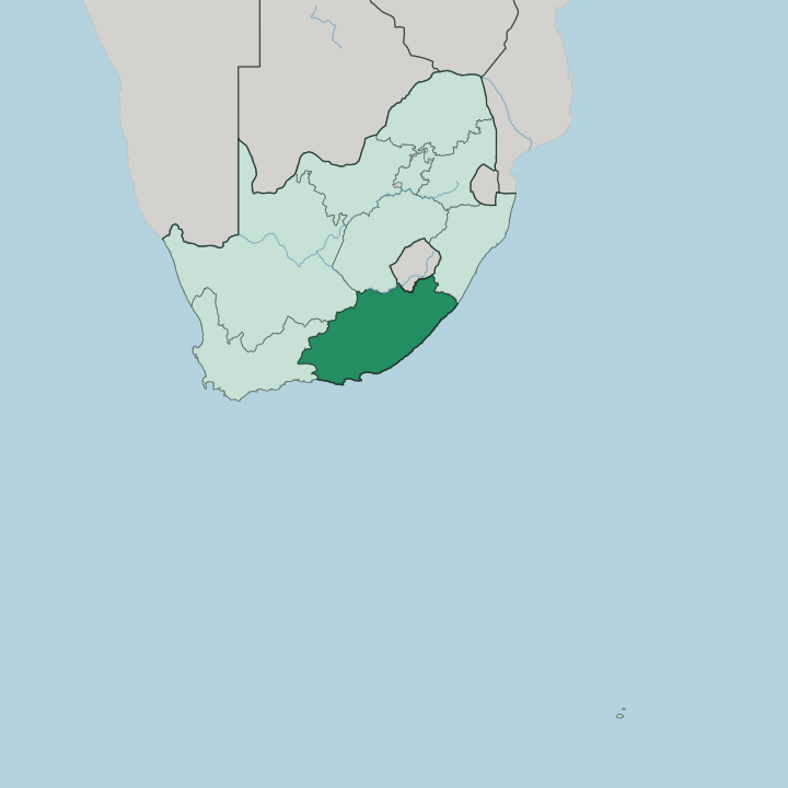 Map showing Eastern Cape — In South Africa