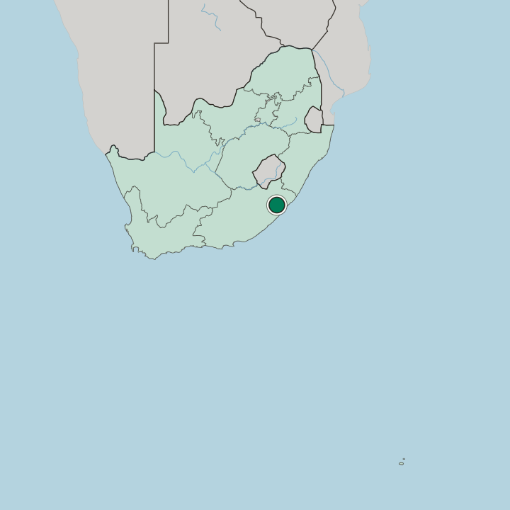 Map showing Mthatha — In South Africa