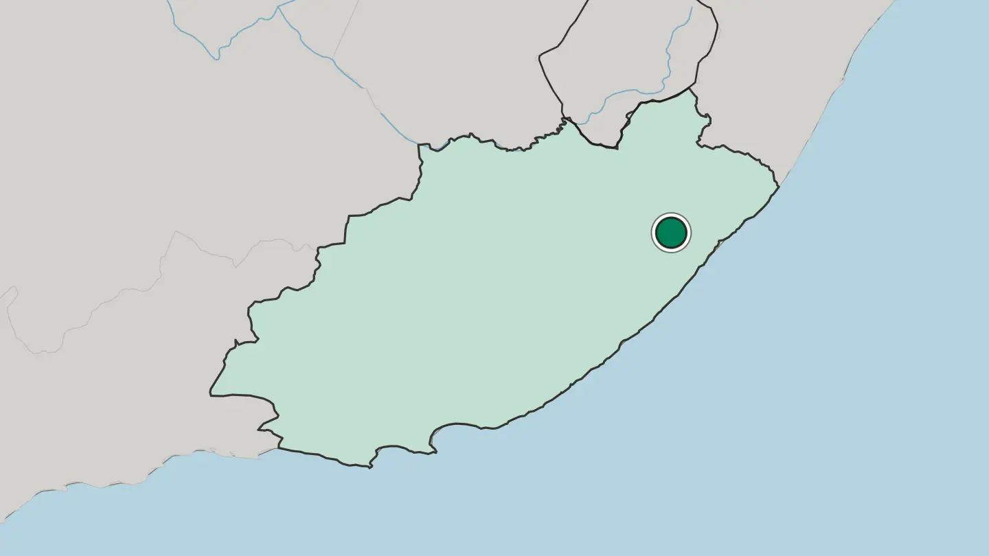 Map of Mthatha in South Africa