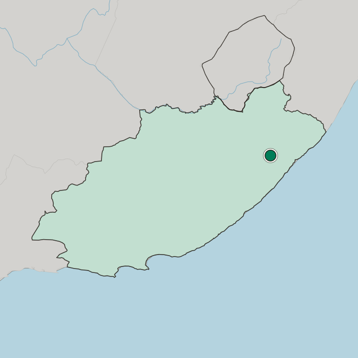 Map showing Mthatha — In Eastern Cape