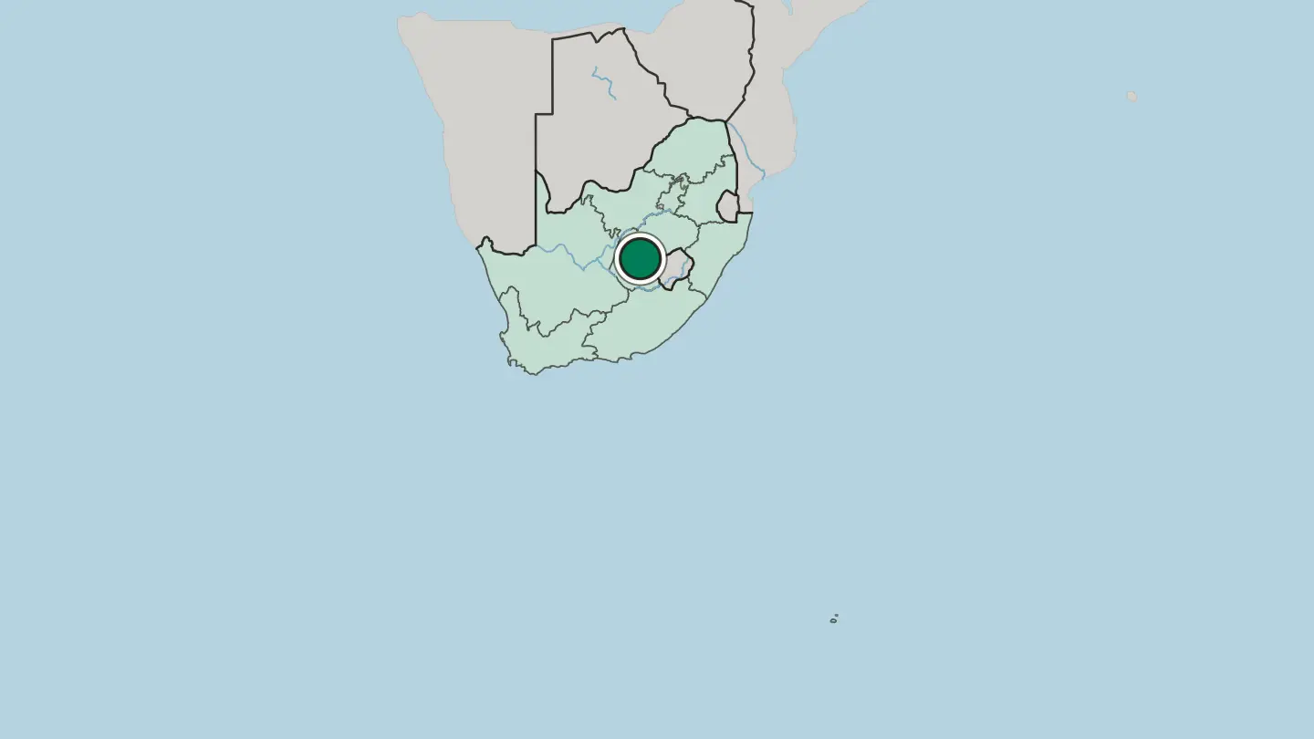 Map of Bloemfontein in South Africa