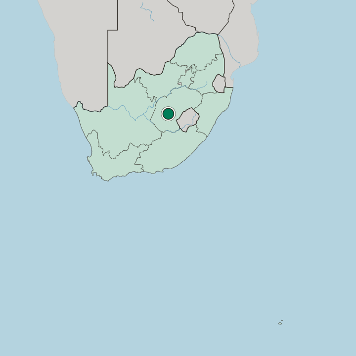 Map showing Bloemfontein — In South Africa