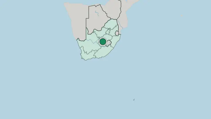 Map of Bloemfontein in South Africa