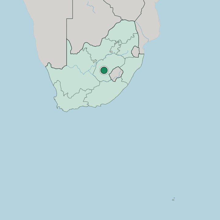 Map showing Bloemfontein — In South Africa