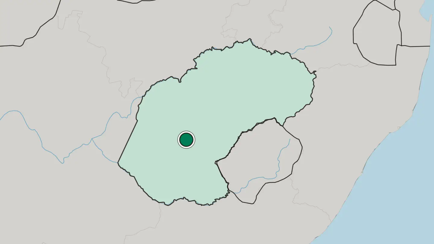 Map of Bloemfontein in South Africa