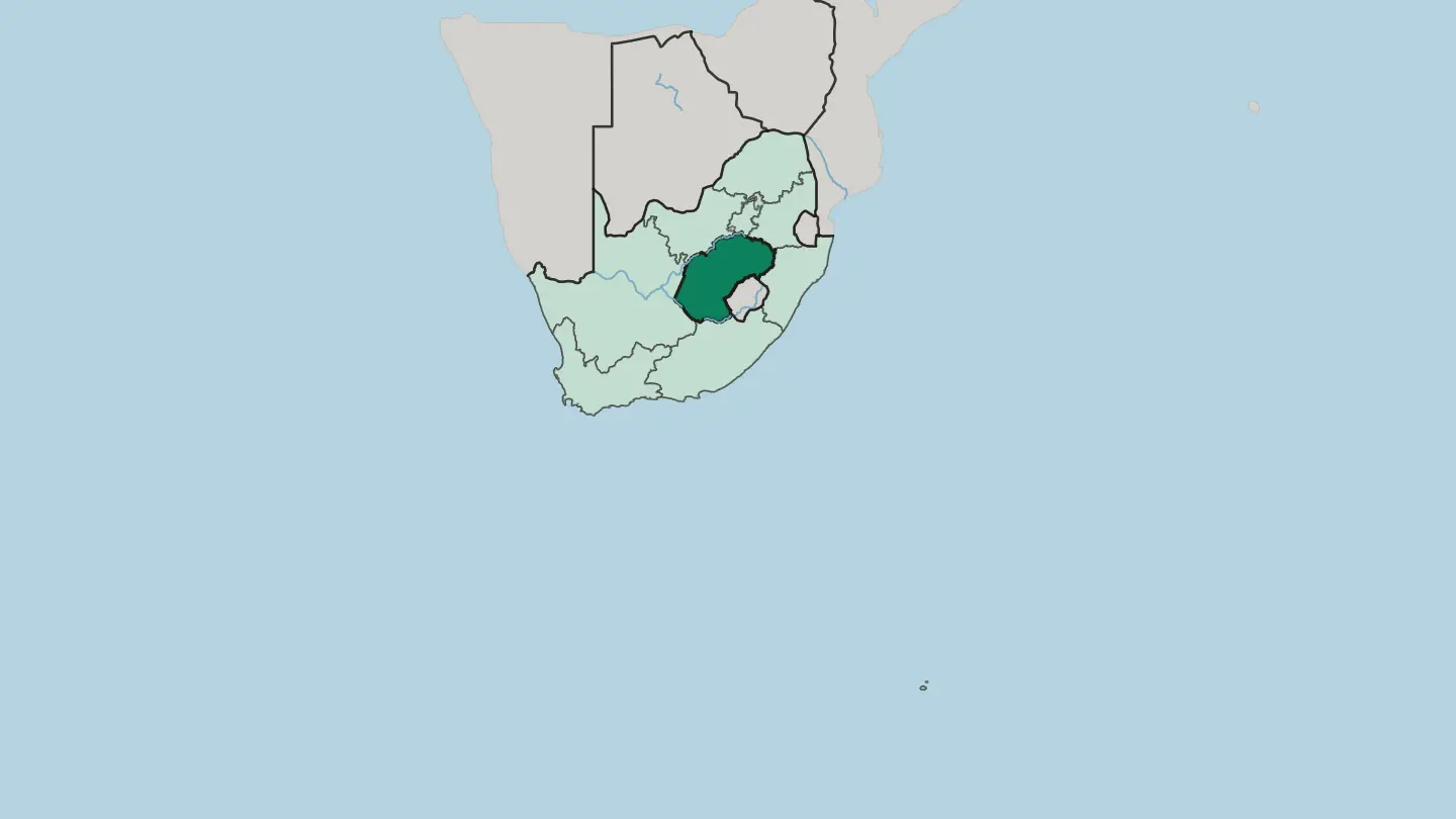 Map of Free State in South Africa