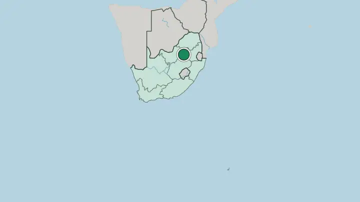 Map of Johannesburg in South Africa