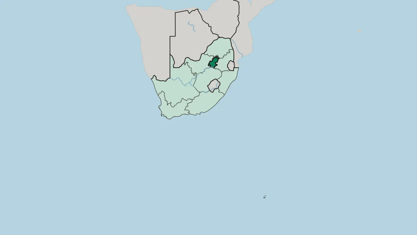 Map of Gauteng in South Africa