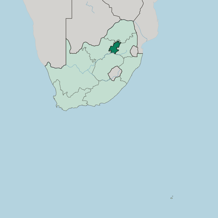 Map showing Gauteng — In South Africa