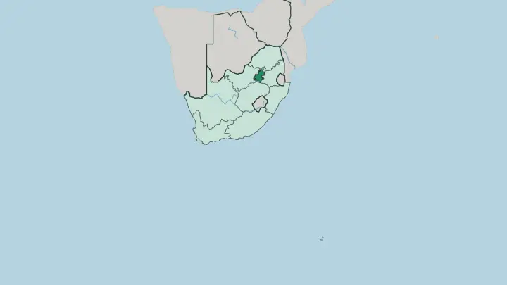 Map of Gauteng in South Africa