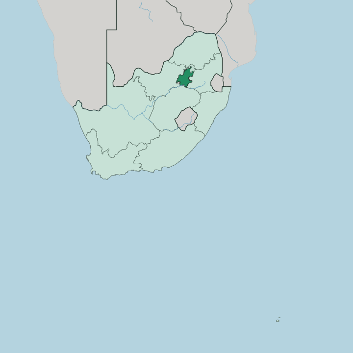 Map showing Gauteng — In South Africa