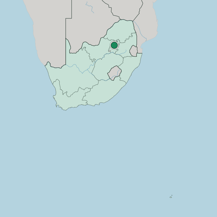 Map showing Pretoria — In South Africa
