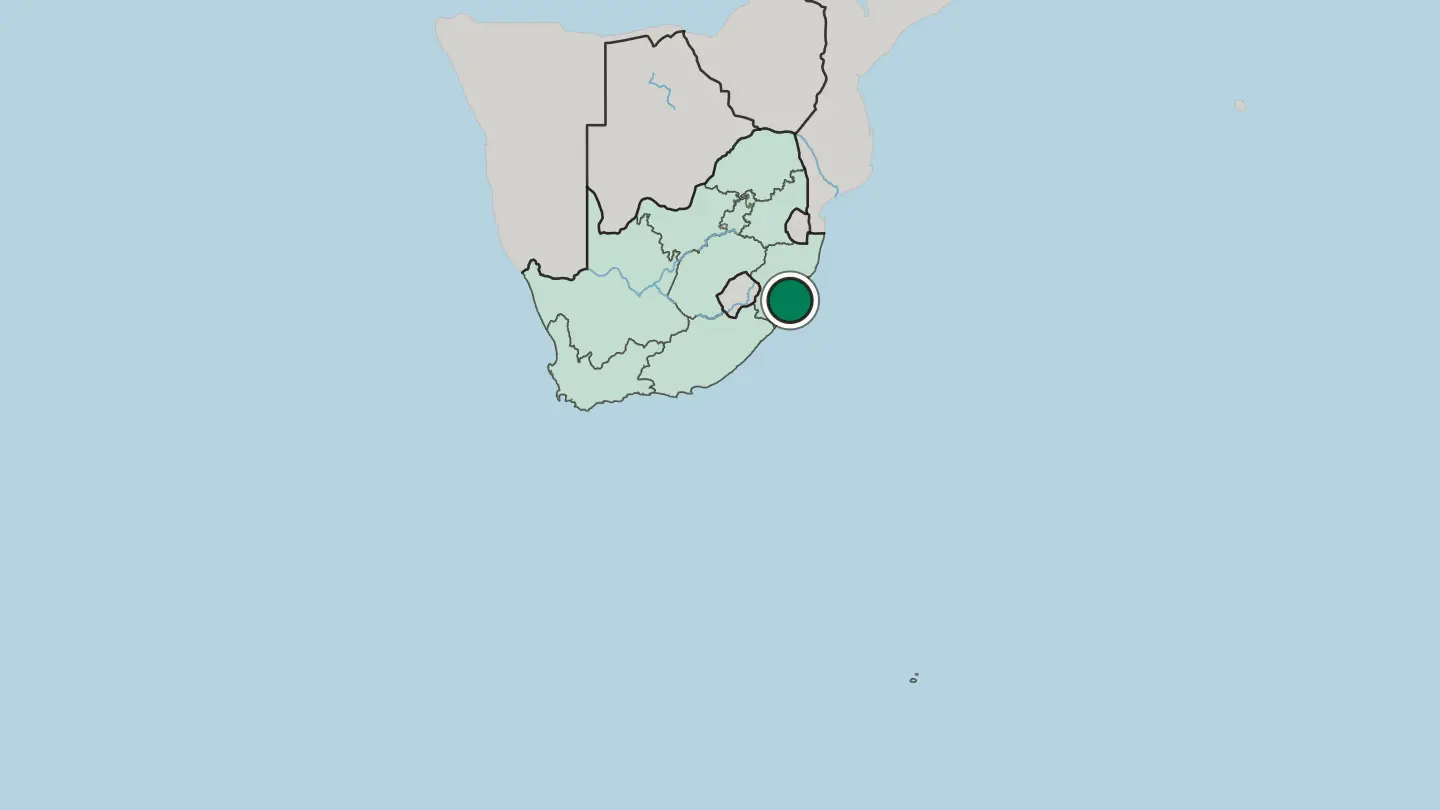 Map of Durban in South Africa