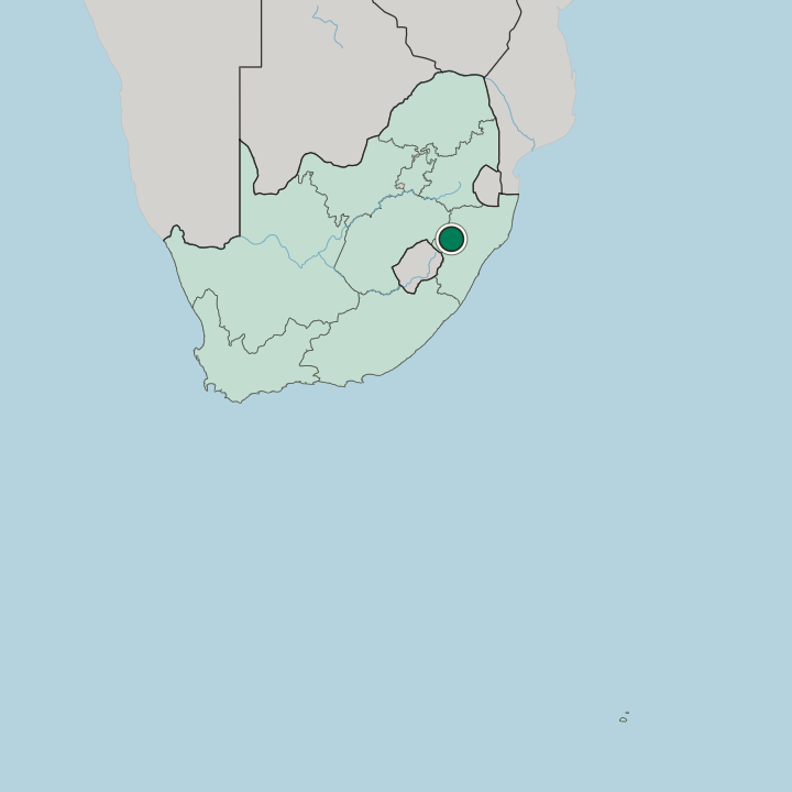 Map showing Ladysmith — In South Africa