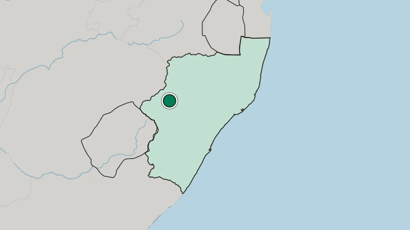 Map of Ladysmith in South Africa