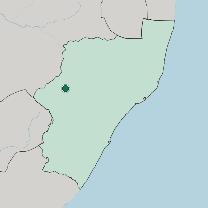 Map showing Ladysmith — In KwaZulu-Natal