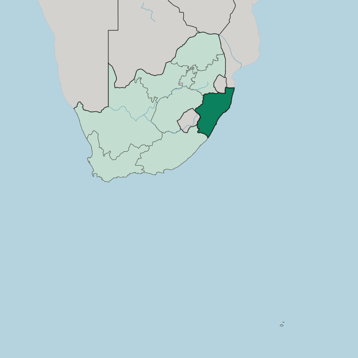 Map showing KwaZulu-Natal — In South Africa