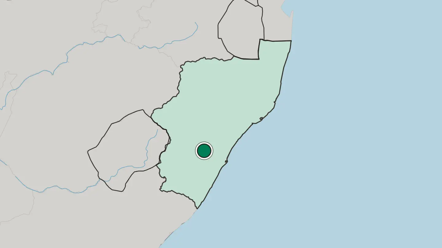 Map of Pietermaritzburg in South Africa