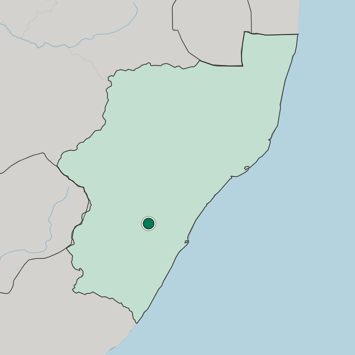 Map showing Pietermaritzburg — In KwaZulu-Natal