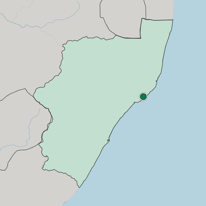 Map showing Richards Bay — In KwaZulu-Natal
