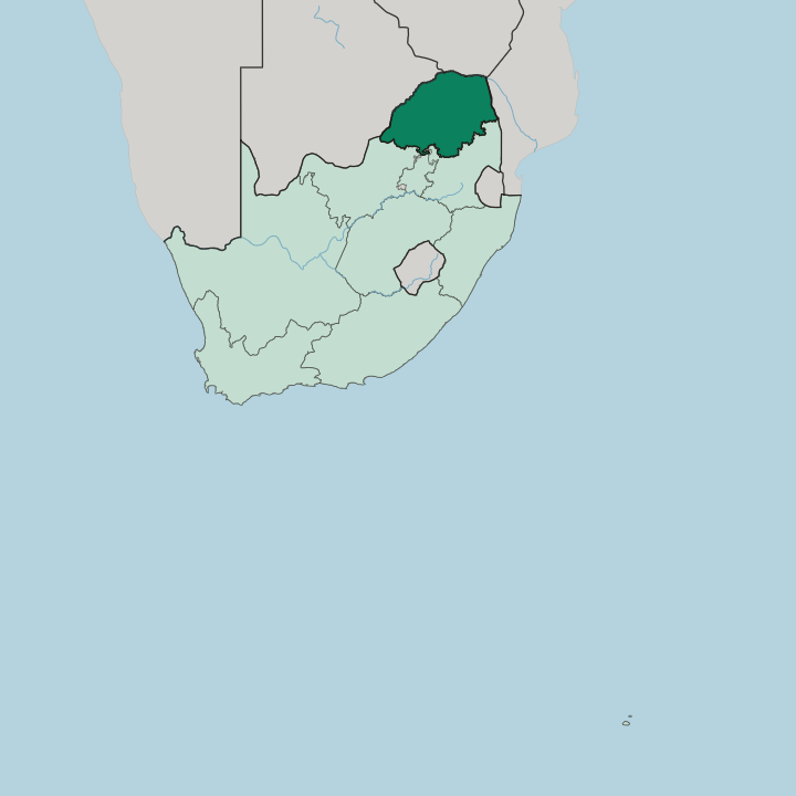 Map showing Limpopo — In South Africa