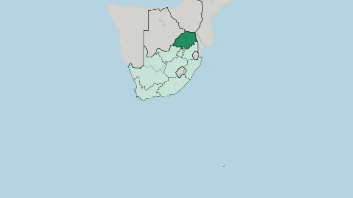 Map of Limpopo in South Africa