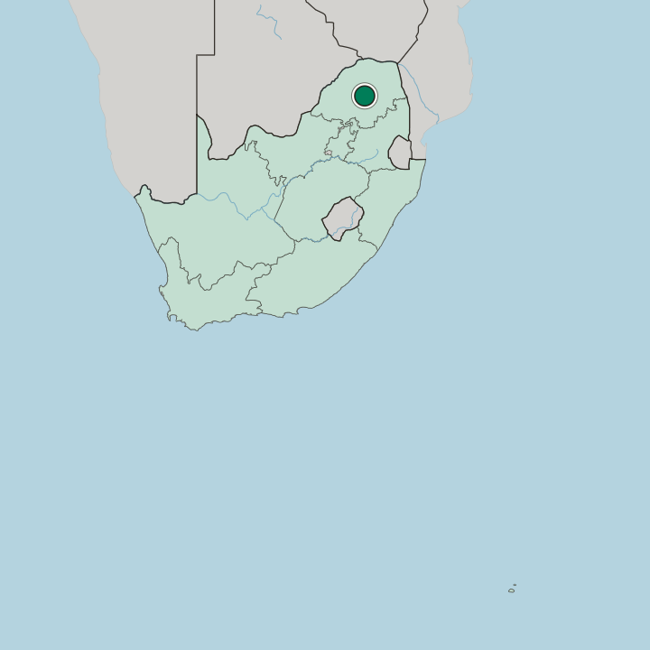 Map showing Polokwane — In South Africa