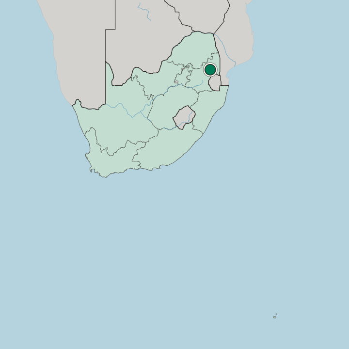 Map showing Mbombela — In South Africa