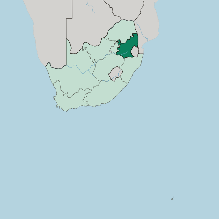 Map showing Mpumalanga — In South Africa